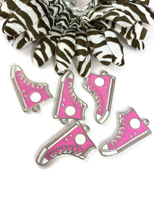 10 Pc Pink Awareness Walk Tennis Shoe Charms Breast Cancer Etsy