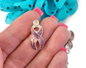 IRREGULAR CLOSEOUT ITEM!! - 50 Pc Irregular Lavender Purple Enamel Awareness Charms - Alzheimer's Dementia Lupus Epilepsy Support Hope Cure