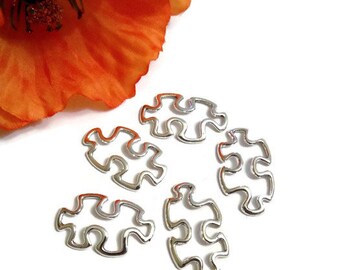 10Pc Silver Tone Autism Awareness Puzzle Connector Charm- Puzzle Inspirational Autistic Spectrum Disorders Asperger's Awareness Cure Support