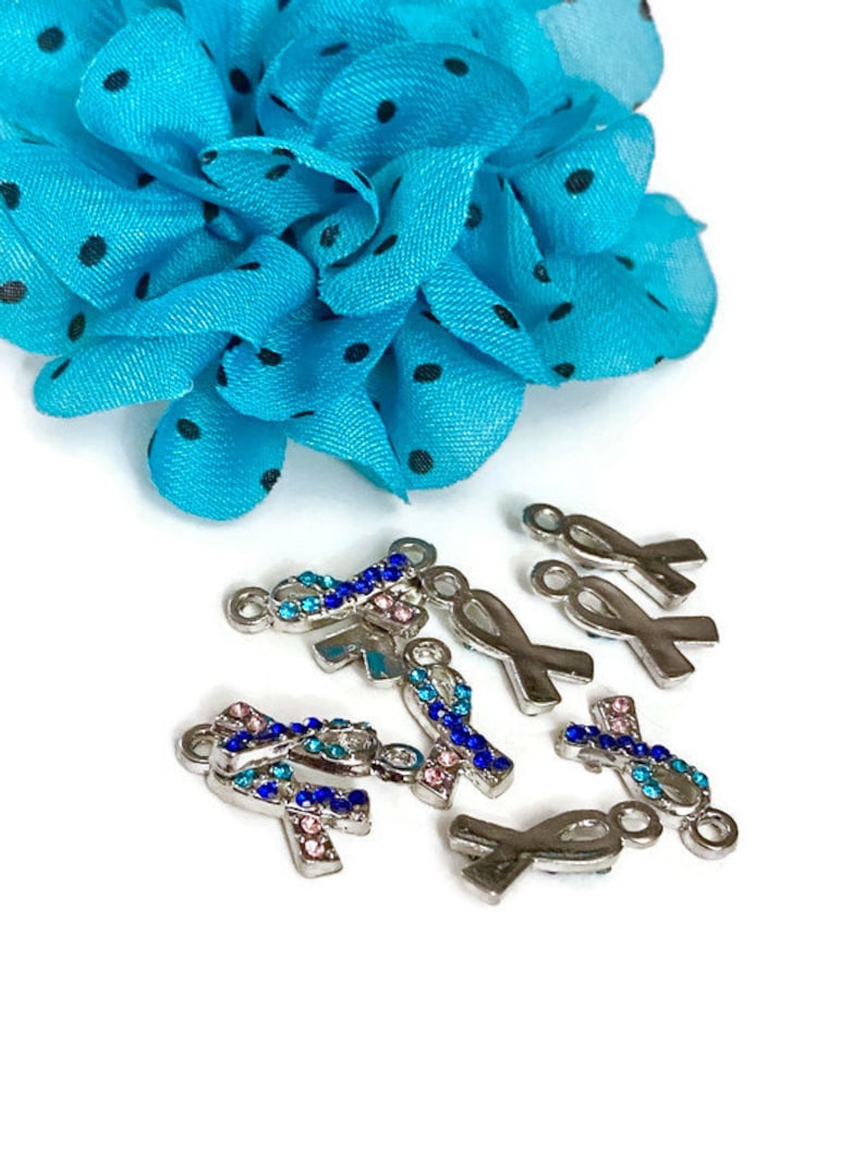 Crystal Rhinestone Thyroid Diseases Awareness Ribbon Charm - Hashimoto ...