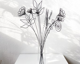 Artistic flower bouquet of 3D Wire Flowers for Home Decoration, Sculpture Gift, Boho Decor for Living Room, Tabletop decor, Gift for ladies