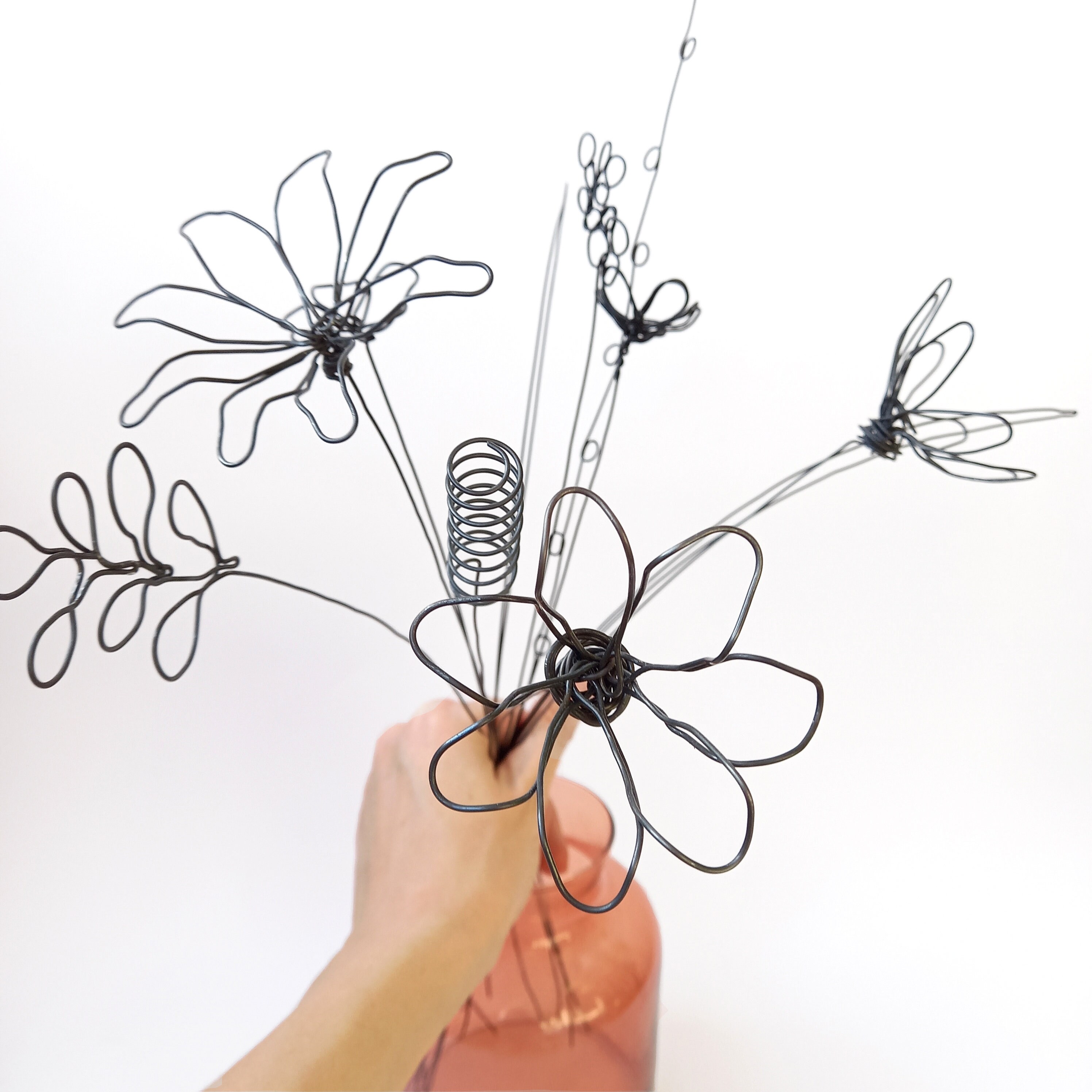 Bouquet Wire art flowers Lovely home décor Living room Etsy