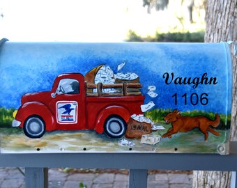 ValueVinylArt Fun Red Truck /& Red Barn Christmas PVC Mailbox Covers Standard Size Fun Red Truck /& Red Barn Christmas Mail Wraps Cover Letter Post Box 21x18 in