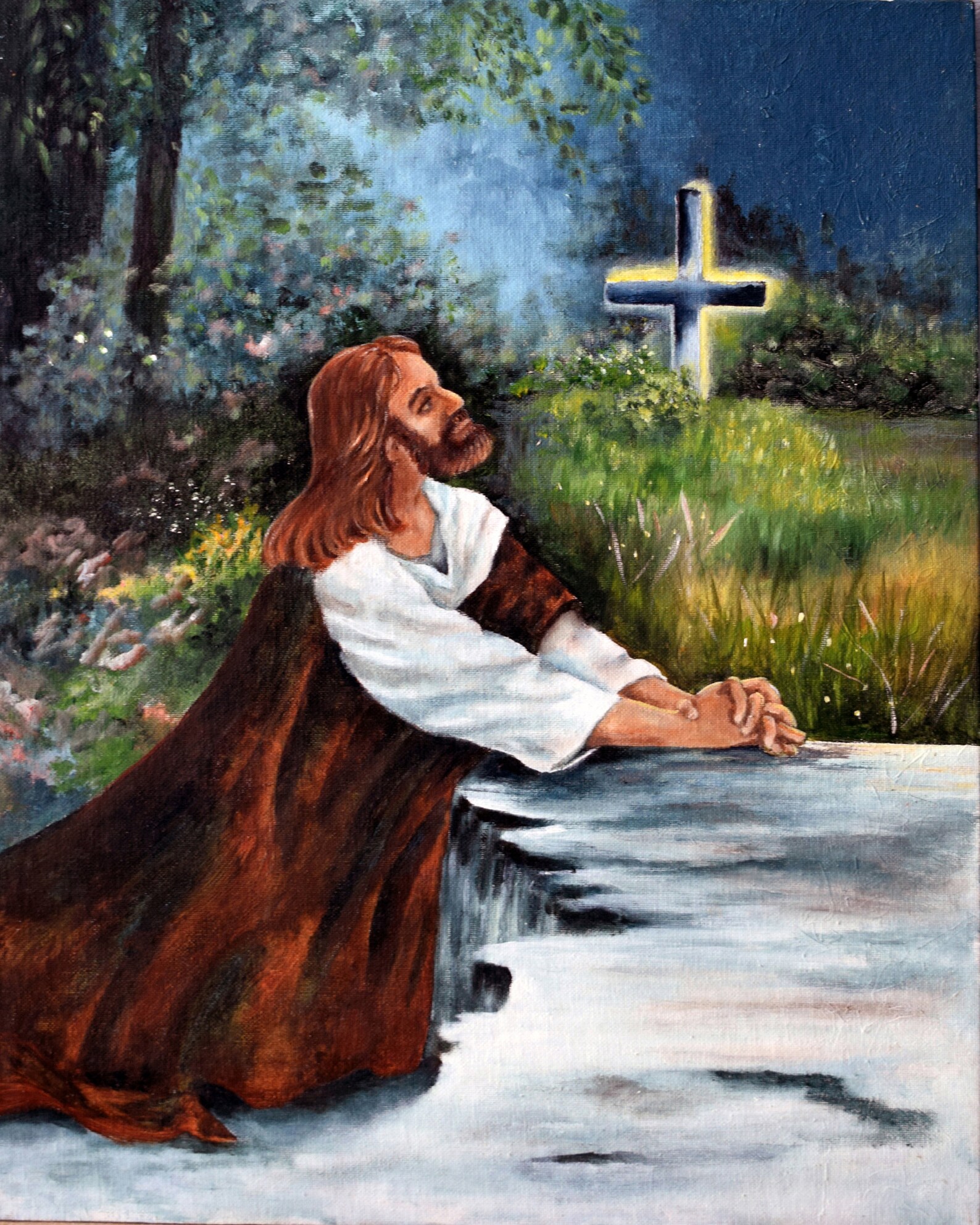 Jesus Christ in the Garden Praying Painting Fine Art Print Etsy