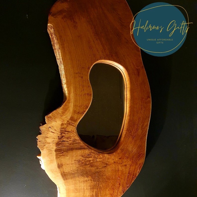 Espejo de roble de burr / madera de borde en vivo / espejo | Etsy