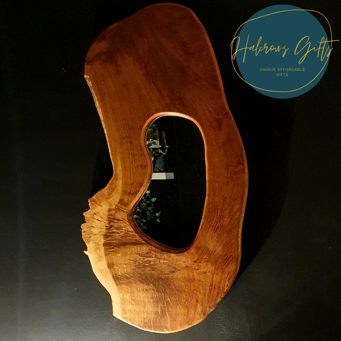 Espejo de roble de burr / madera de borde en vivo / espejo | Etsy