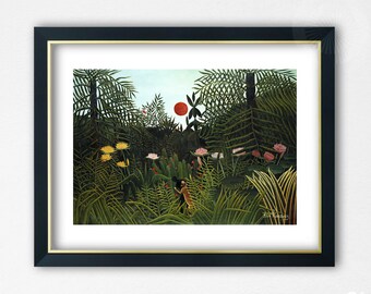tropical prints Rousseau Virgin Forest Sunset wall gallery Poster Print Giclee