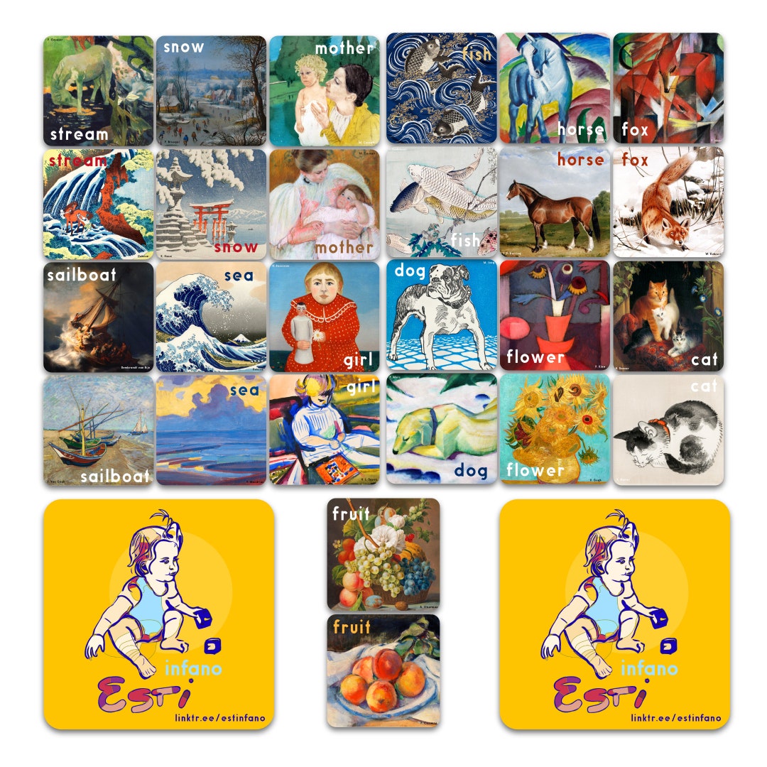 Big Mix Set Art Matching Game Montessori Art Prints Esti Etsy