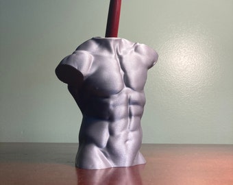 Statue Torso Fountain Pen Holder - Detailed Desk Sculpture Pen Stand - Office Decor and Organization - Fountain Pen Rest and Display