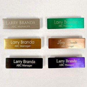 Details about   ROTATING CLIP & PIN Custom Engraved Work Name Badge Supervisor Manager Fonts 