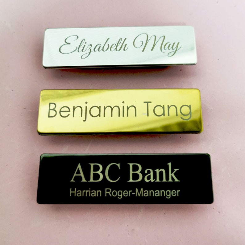 Personalized Metal Name Tag with Pin Etsy