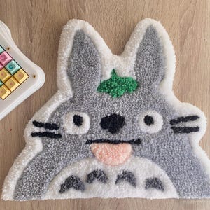 Totoro rug , forest, soot, Ghibli, home,plush, soft, rug, cozy, mat, wool, fuzzy, floor, spirits, leaf, magic, comfort, homemade, warm