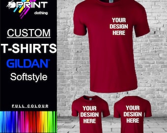 Personalised T-Shirt, Custom Printed Tshirt, Design Your Own Printed T Shirt, T-Shirts, Tshirt Printing, Tshirt Logo, Gildan Softstyle