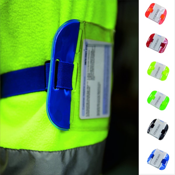 High Visibility Security Arm Band ID Badge Card Holder SIA Armband Yellow Red ..