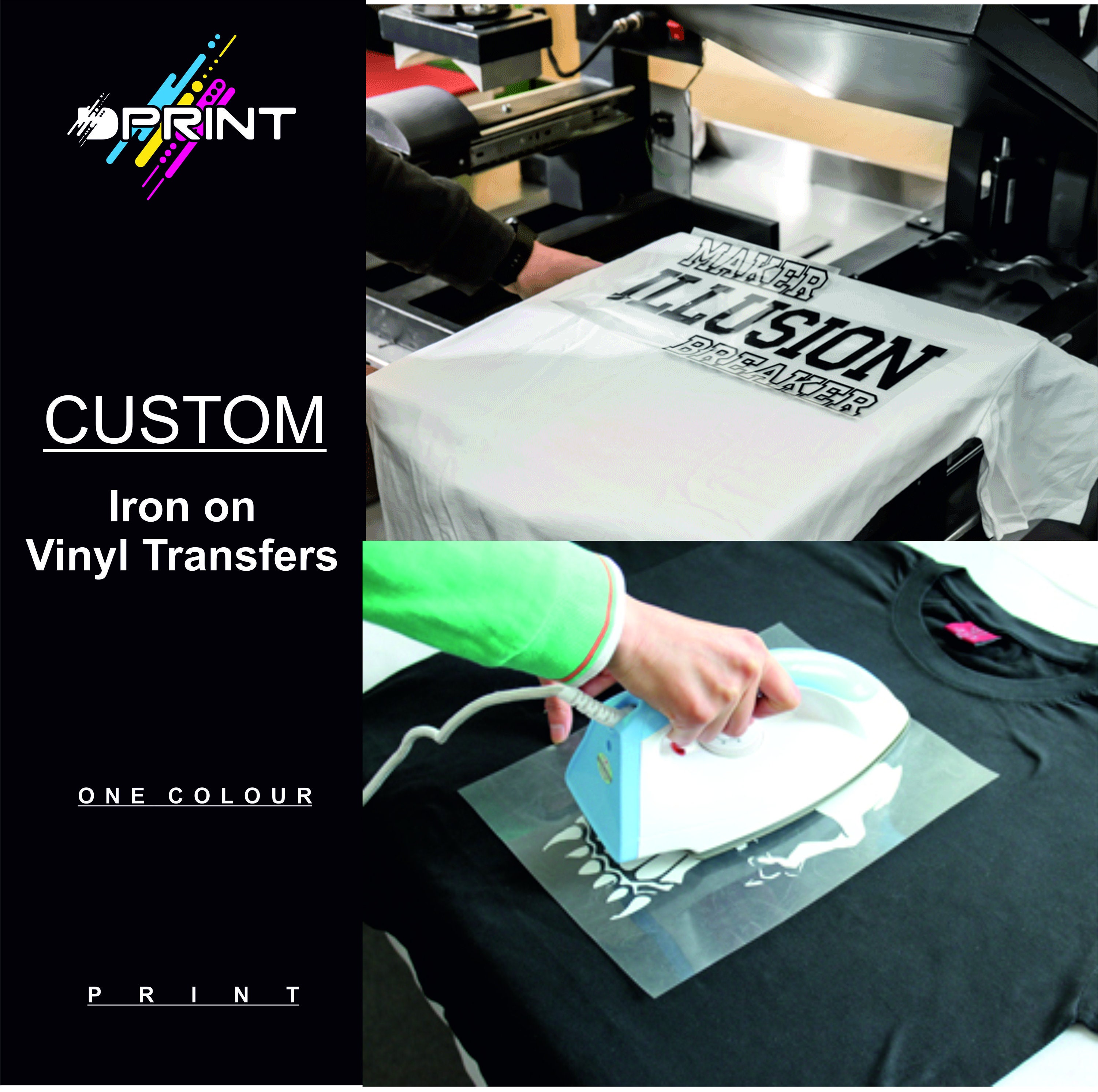 Custom Vinyl T Shirt Transfer Personalised Text Prints Any Name Or Logo