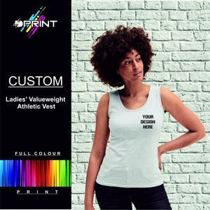 Personalised Ladies athletic vest Custom Printed Design Your Own Printed T Shirts Text Stag Hen Nights Party Holiday Gift