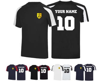 Personlig fotbolls-T-shirt – Anpassat märke och namn – Barn Vuxna Unisex – Sportfan-T-shirt – Lagtröja