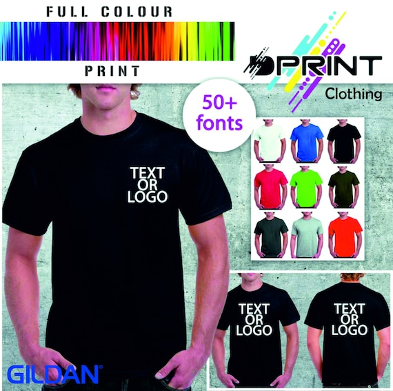 Personalised T shirt Custom Printed Tshirt Design Your Own Printed T Shirt T shirts Tshirt Printing Tshirt Logo Gildan Heavy Cotton Etsy UK