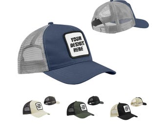 Personalised Trucker Cap with Printed Patch – Custom Text or Logo 5 Panel Hat – Unisex