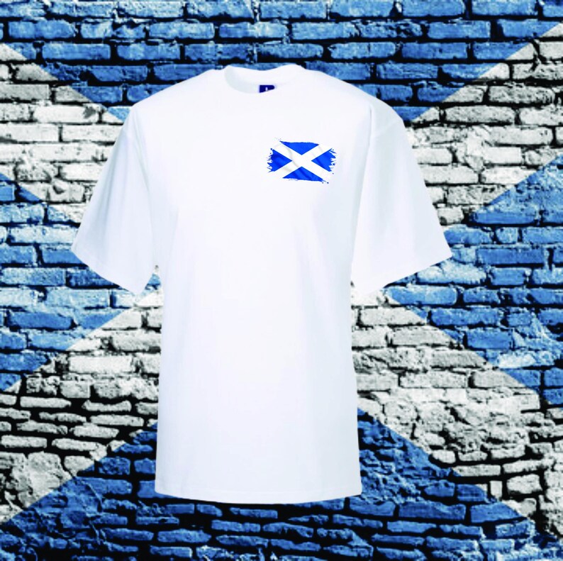 Skotsk flagga T-shirt Skottland T-shirt bomullstopp White