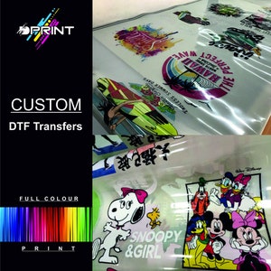 Custom DTF T Shirt Transfer Personalised Text Quality Prints Any Name Any Image