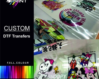 Custom DTF T Shirt Transfer Personalised Text Quality Prints Any Name Any Image