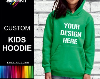 Personalisierte Kinder Individuell bedruckte Hirsch Henne Hoodie Unisex Text mit Kapuze Workwear