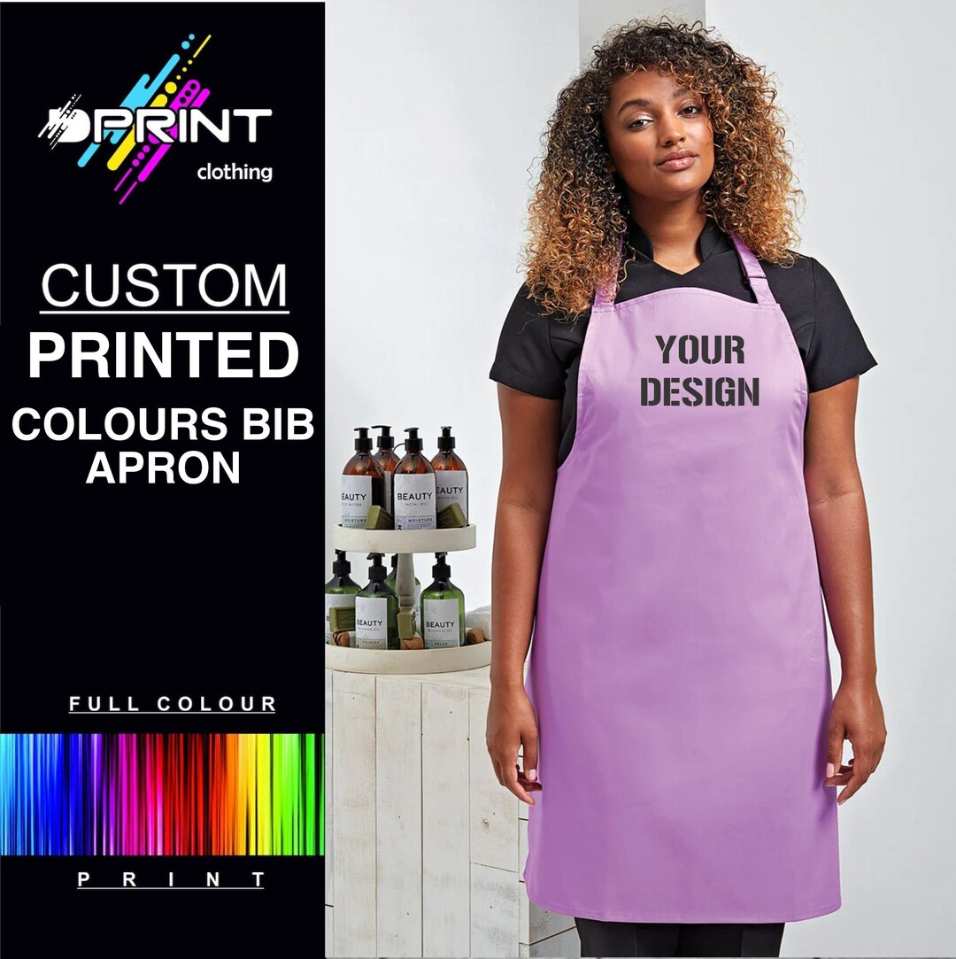 Written Aprons Personalised Image Apron Adults Custom Printed Chef Aprons Logo Text ...