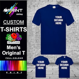 Personalised T-Shirt, Custom Printed Tshirt, Design Your Own Printed T Shirt, T-Shirts, Tshirt Printing, Tshirt Logo, Fruit Of The Loom