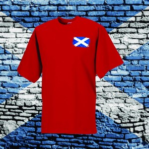 Skotsk flagga T-shirt Skottland T-shirt bomullstopp Classic Red