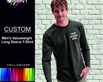 Personalised Men's Long sleeve Custom Printed Design Your Own Printed T Shirts Text Stag Hen Nights Party Holiday Gift