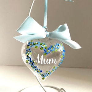 Forget-Me-Not heart, hand painted, memorial, flowers, personalised, birthday, gift.