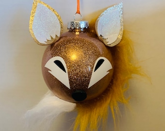 Freddie Fox bauble, hand decorated keepsake, gift, woodland animal, birthday