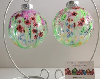 White or Black Metal Bauble Display Stand, Ornament Hanger
