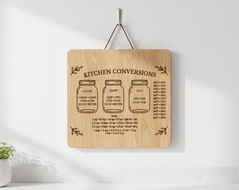 Kitchen Conversion Chart Svg - Laser Cut File for Cutting Board Sign - Dxf Ai Lightburn