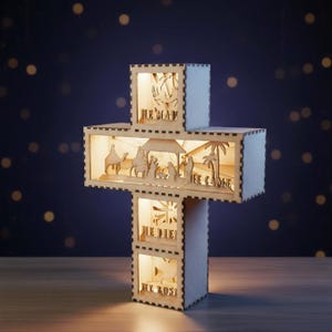 Laser Cut Cross Box SVG Digital File with Gospel Message