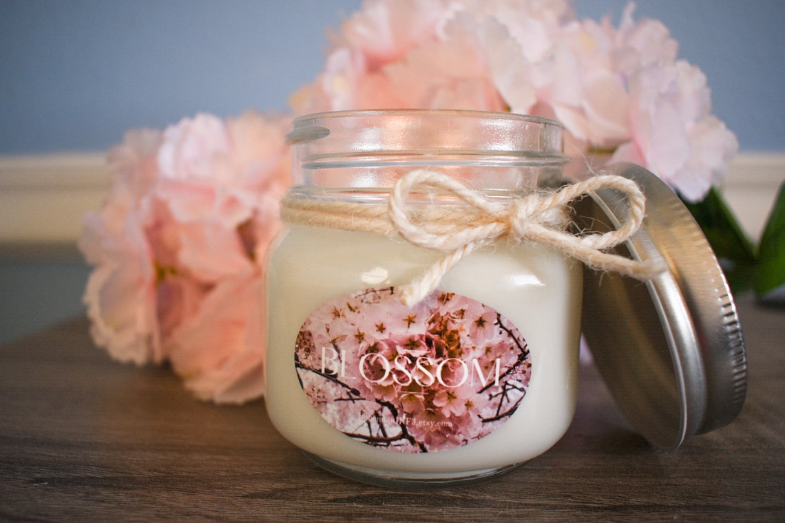 Japanese Cherry Blossom Scented Candle Sakura Aromatherapy Etsy