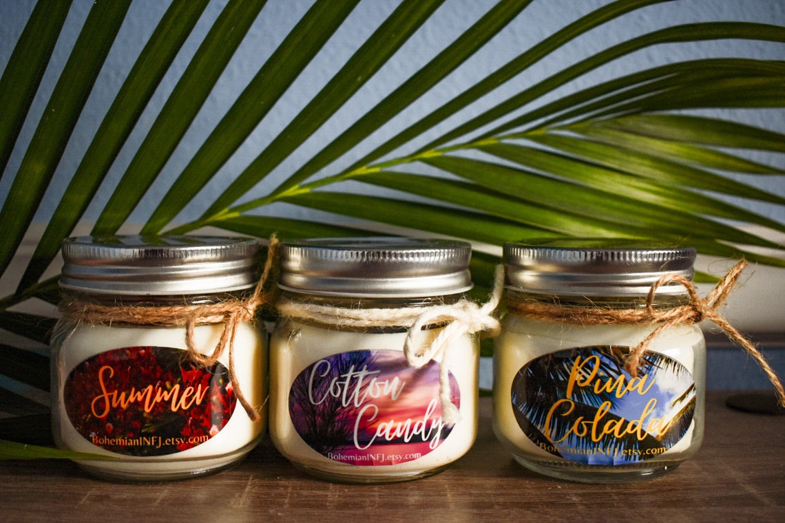 Summer Scented Candle Set Tropical Scents Natural Soy Etsy
