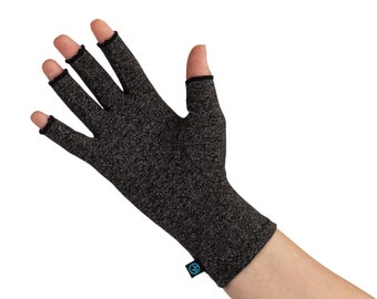 Heather Gray Compression Gloves for Arthritis, Joint Pain Relief, Hand Therapy, Crafting, Knitting, Crochet, Texting