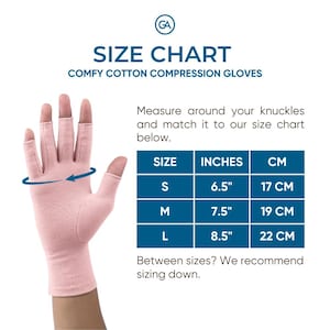 Tickled Pink Cotton Compression Gloves: Open Finger Design, Hand Pain Relief image 2