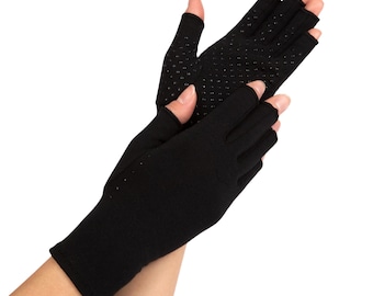 Classic Black Relief From Arthritis Compression Gloves: Silicone Dots For Extra Grip