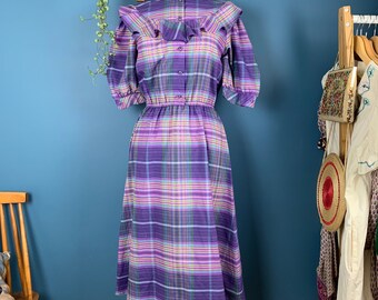 Vintage 1970s checked high neck shirt approximately size 8-10 (vintage 12)