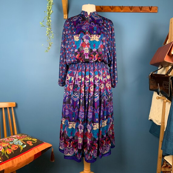 Vintage 1970s Patterned Smock Dress 