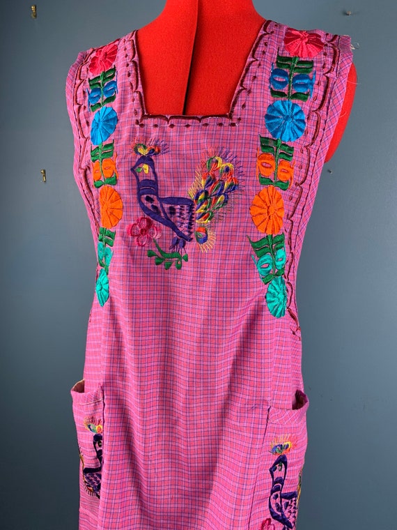 Vintage 70s? Embroidered folk pinafore dress M