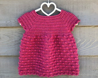 MOTIF AU CROCHET / robe à pompon Sylvia / modèle de robe pour bébé au crochet / modèle de robe pour fille au crochet (taille : 0 mois - 6 ans, poupée de 18 po.)