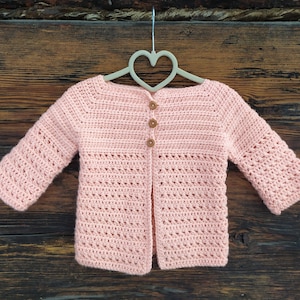 Crochet Pattern Cardigan, Nina Cardigan, crochet sweater pattern, sizes 0-6 m, 6-12 m, 1-2 y, 3-4 y, 5-6 y