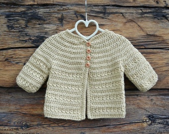MOTIF AU CROCHET / Cardigan Zoe / Cardigan pour bébé et fille / Modèle de cardigan au crochet (tailles : poupée de 18 po., 0-6 m, 6-12 m, 1-2 ans, 3-4 ans, 5-6 ans)