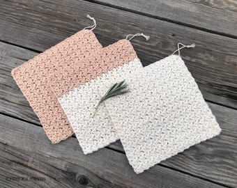 MOTIF AU CROCHET / Vêtements décontractés / Lavette au crochet Débarbouillette au crochet disponible en 3 modèles différents / Torchons de cuisine