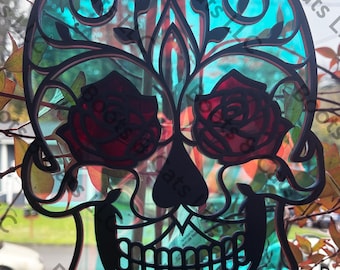 Rose Skull Suncatcher / Hamlet / Romeo & Juliet / Wall Decor