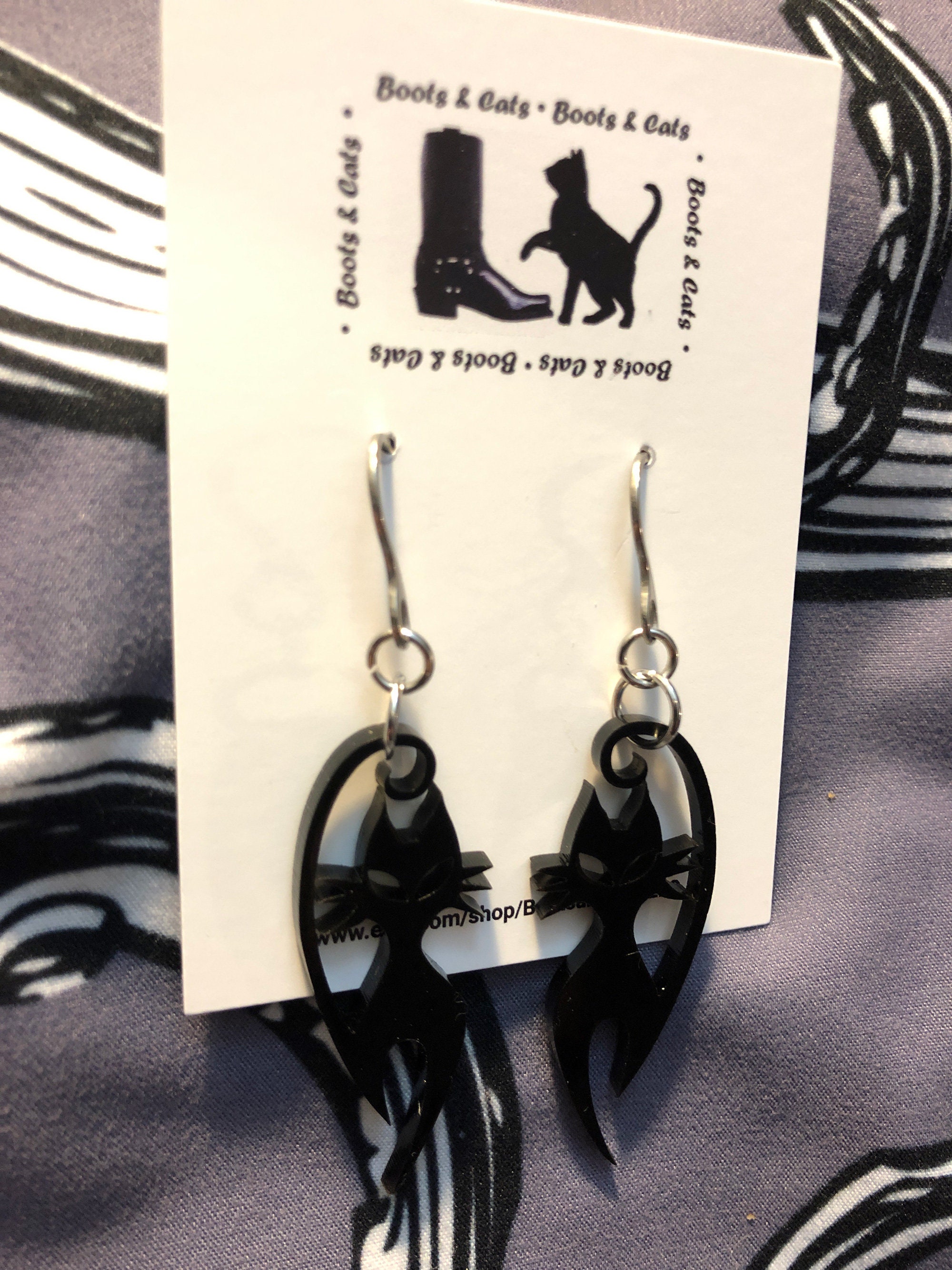 Mid-Century Modern Cat Earrings / Christmas / Holiday / Slinky Pussycat Jewelry